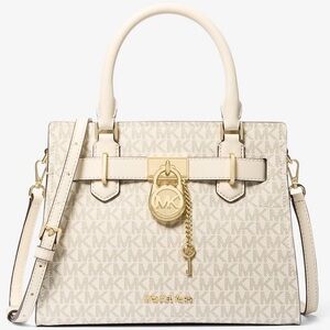 Michael Kors Hamilton Small Logo Satchel Bag Light Cream Multi
